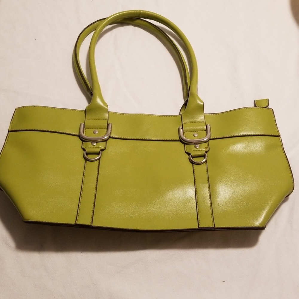 Emilie M, green handbag
